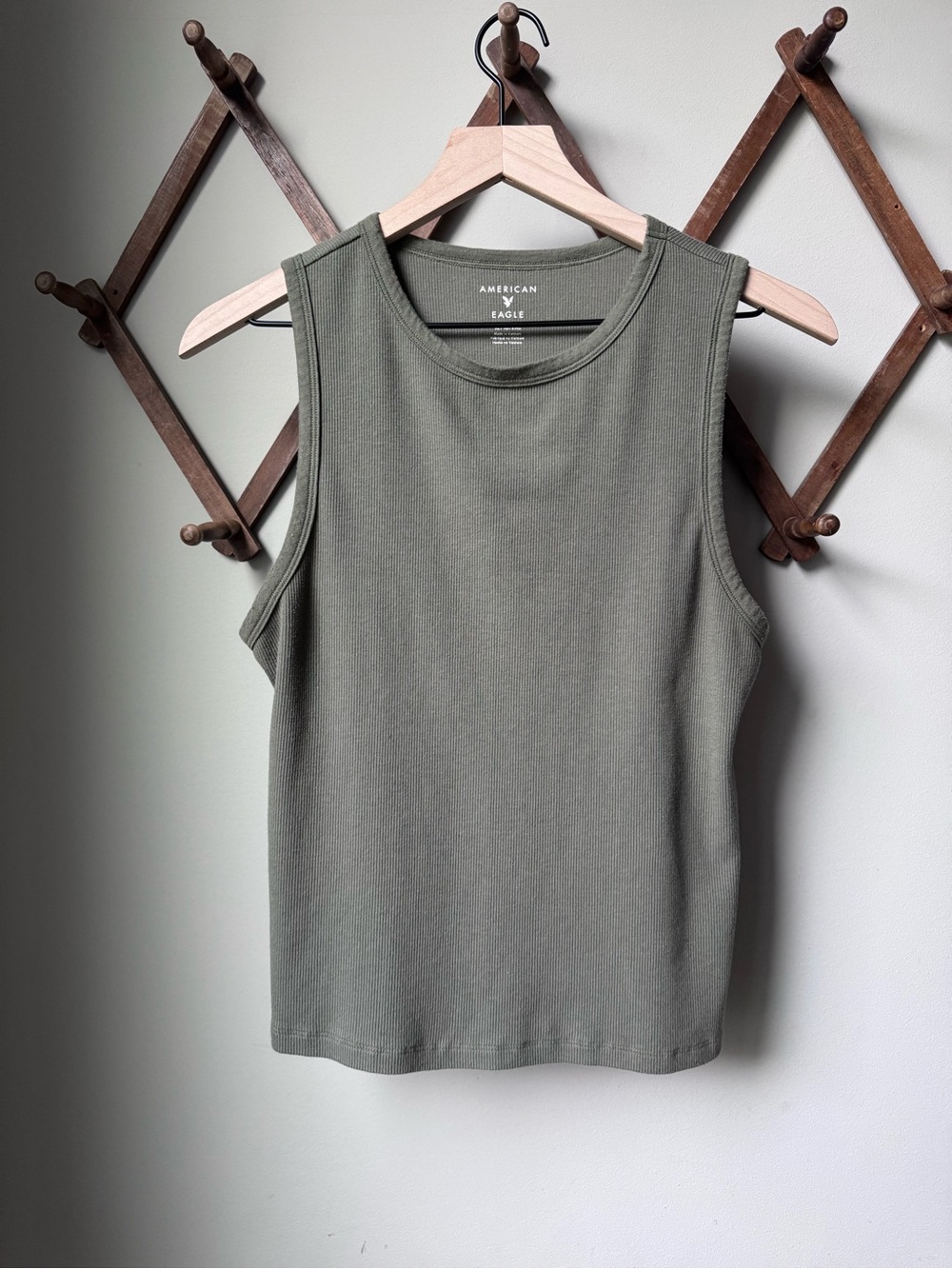 American Eagle Olive Green Ribbed Tank Top Size XL